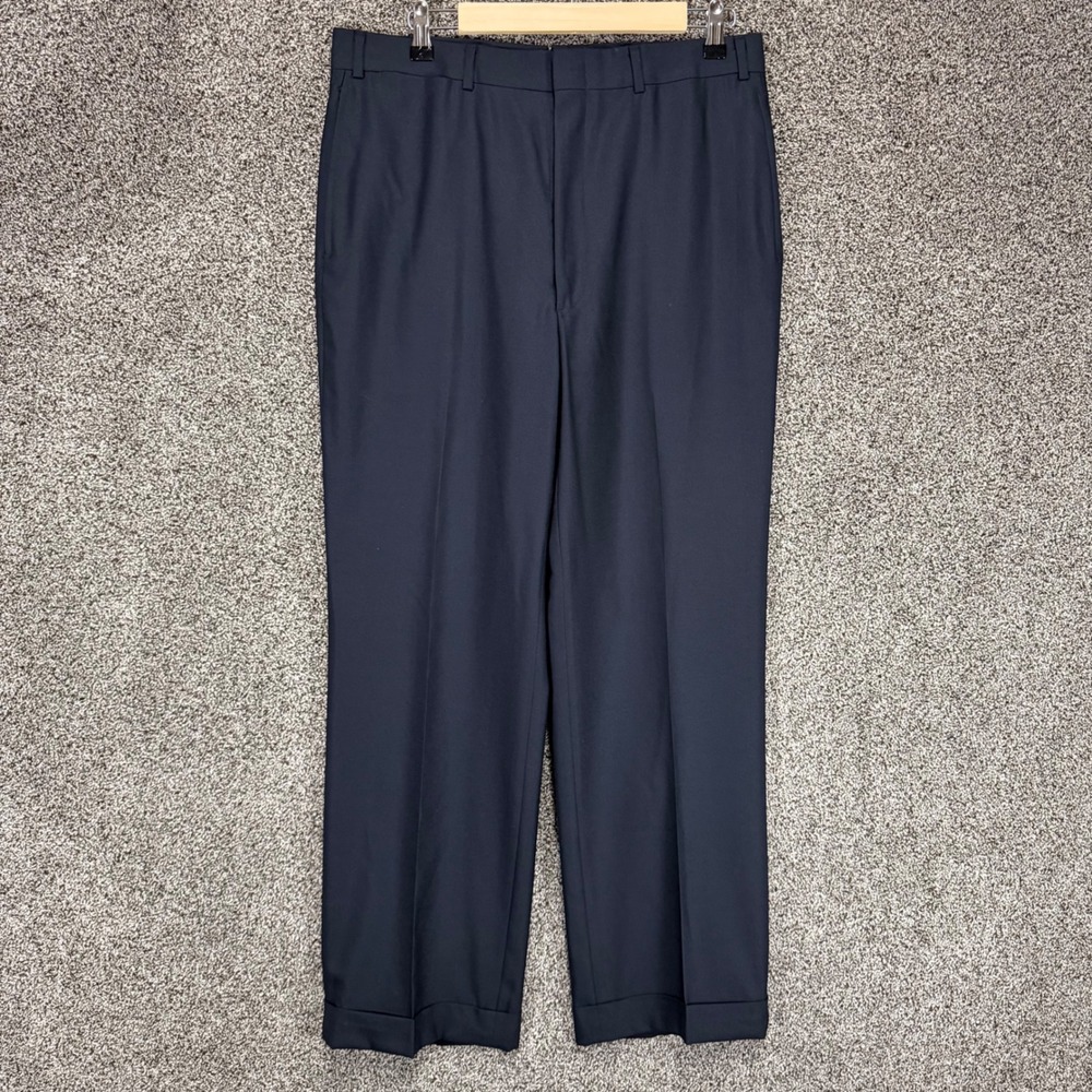 VTG Brooks Brothers Dress Pants Mens 32x30 Blue Wool Cuffed Trousers Made In USA